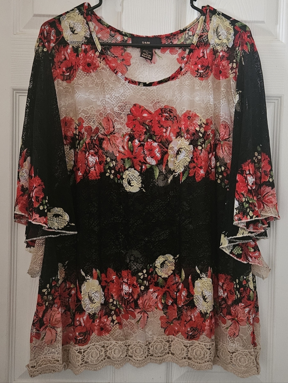 Rain Bohemian Lace Floral Tunic